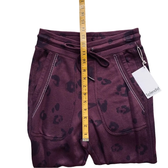 Splendid Studio Corinna Jogger w/ Velvet Track Line in Black Cherry Leopard - Picture 7 of 8